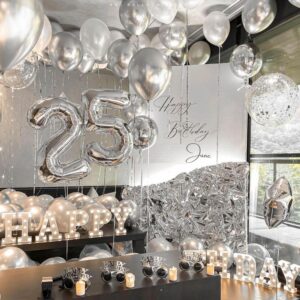 Silver Lite Birthday Hotel Room Balloon Decoration