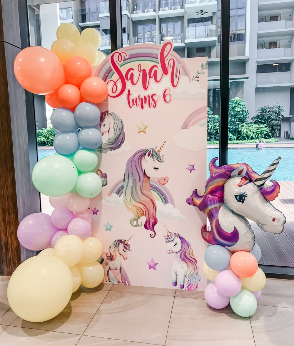 Unicorn Rainbow Dash Birthday Balloon Backdrop