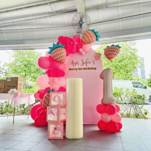 Berry One Happy Birthday Balloon Backdrop