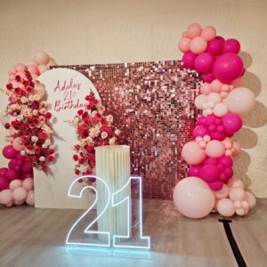 Happy 21st Birthday Shimmering Floral Backdrop