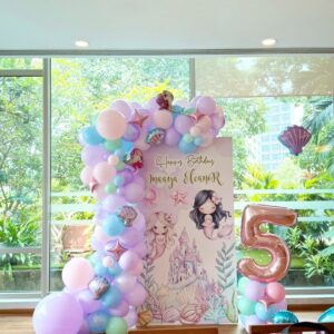 Underwater Mermaid Happy Birthday Balloon Backdrop